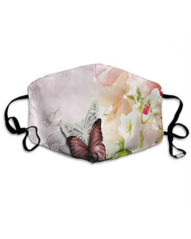 Winter Butterfly Printed Cotton Warm and Dustproof Washing Cloth Masks