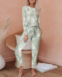 Women's Outer Wear Home Set Autumn and Winter New Tie-Dye Printing Pajamas S-3XL