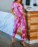 Women's Outer Wear Home Set Autumn and Winter New Tie-Dye Printing Pajamas S-3XL