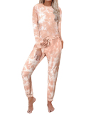 Women's Outer Wear Home Set Autumn and Winter New Tie-Dye Printing Pajamas S-3XL