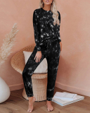 Women's Outer Wear Home Set Autumn and Winter New Tie-Dye Printing Pajamas S-3XL