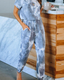 Women's Outer Wear Home Set Autumn and Winter New Tie-Dye Printing Pajamas S-3XL