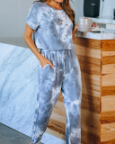 Women's Outer Wear Home Set Autumn and Winter New Tie-Dye Printing Pajamas S-3XL