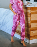 Women's Outer Wear Home Set Autumn and Winter New Tie-Dye Printing Pajamas S-3XL