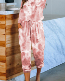 Women's Outer Wear Home Set Autumn and Winter New Tie-Dye Printing Pajamas S-3XL