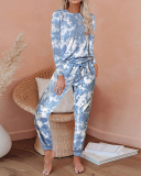 Women's Outer Wear Home Set Autumn and Winter New Tie-Dye Printing Pajamas S-3XL