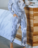 Women's Outer Wear Home Set Autumn and Winter New Tie-Dye Printing Pajamas S-3XL