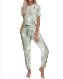 Women's Outer Wear Home Set Autumn and Winter New Tie-Dye Printing Pajamas S-3XL