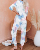 Women's Outer Wear Home Set Autumn and Winter New Tie-Dye Printing Pajamas S-3XL