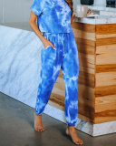 Women's Outer Wear Home Set Autumn and Winter New Tie-Dye Printing Pajamas S-3XL