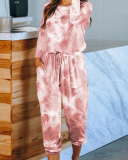 Women's Outer Wear Home Set Autumn and Winter New Tie-Dye Printing Pajamas S-3XL