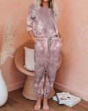 Women's Outer Wear Home Set Autumn and Winter New Tie-Dye Printing Pajamas S-3XL