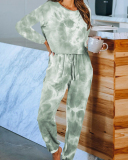 Women's Outer Wear Home Set Autumn and Winter New Tie-Dye Printing Pajamas S-3XL