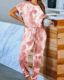 Women's Outer Wear Home Set Autumn and Winter New Tie-Dye Printing Pajamas S-3XL
