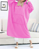 Double-Sided Flannel Extended Hooded Solid Color Pajamas Women's One-Piece Nightdress 