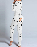 New Style Jumpsuit Printed Button-Style Functional Button Flap Adult Pajamas S-3XL