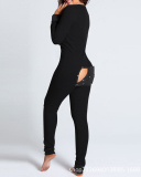 New Style Jumpsuit Printed Button-Style Functional Button Flap Adult Pajamas S-3XL