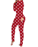 New Style Jumpsuit Printed Button-Style Functional Button Flap Adult Pajamas S-3XL