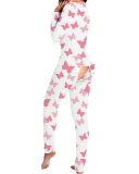 New Style Jumpsuit Printed Button-Style Functional Button Flap Adult Pajamas S-3XL