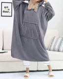 Double-Sided Flannel Extended Hooded Solid Color Pajamas Women's One-Piece Nightdress 