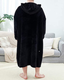 Double-Sided Flannel Extended Hooded Solid Color Pajamas Women's One-Piece Nightdress 