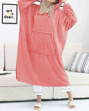 Double-Sided Flannel Extended Hooded Solid Color Pajamas Women's One-Piece Nightdress 