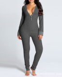 New Style Jumpsuit Printed Button-Style Functional Button Flap Adult Pajamas S-3XL