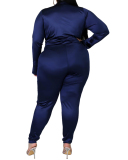 Lady Fashion Lapel Solid Color Slim Dexy Vasual Set L-5XL