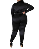Lady Fashion Lapel Solid Color Slim Dexy Vasual Set L-5XL