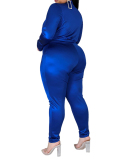 Lady Fashion Lapel Solid Color Slim Dexy Vasual Set L-5XL