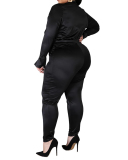 Lady Fashion Lapel Solid Color Slim Dexy Vasual Set L-5XL
