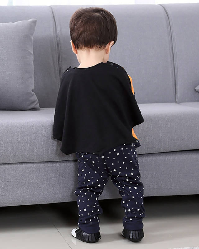 Children's Halloween Pumpkin Infant and Toddler Long Sleeve Trousers Hat Four-Piece Set