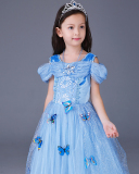 Frozen Girls Cinderella Butterfly Long Princess Dress