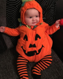 Pumpkin-Shaped Hooded Zipper One-Piece Baby Sleeveless Romper