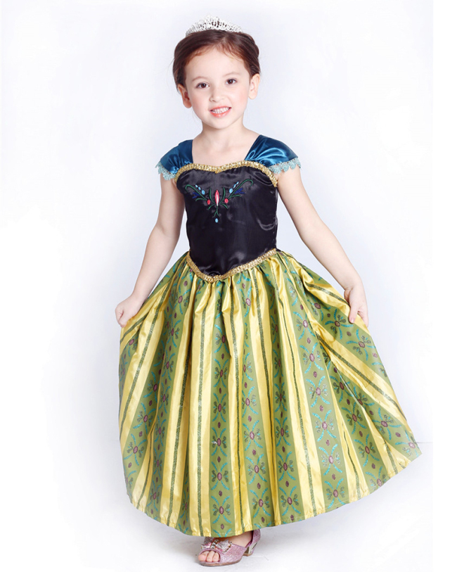 Summer Frozen Girls Anna Slim Halloween Princess Dress