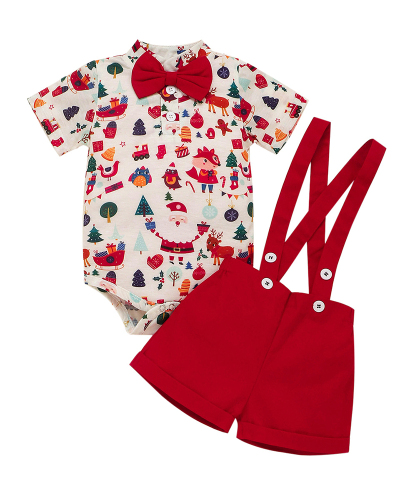 Christmas Boy Bow Tie Two-Piece Gentleman Set