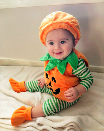 Halloween Children's Cute Round Neck Sleeveless Pumpkin Triangle Bag Fart Three-Piece Romper Set