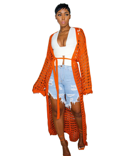 Knitted Women Hollow Out Long Coat S-XXL