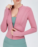 Sports Jacket Slim Women's Zipper Long-Sleeved Sports Yoga Top S-XL