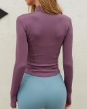 Woman Zipper Long Sleeve Sports Jacket Quick-Drying Slimming Sports Top S-XL