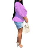 Women Solid Color Casual Coat Tops White Yellow Red Purple Black S-2XL 