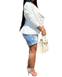 Women Solid Color Casual Coat Tops White Yellow Red Purple Black S-2XL 