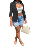 Women Solid Color Casual Coat Tops White Yellow Red Purple Black S-2XL 