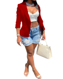 Women Solid Color Casual Coat Tops White Yellow Red Purple Black S-2XL 