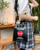 Female Fashion Creative Spoof Stop Sign Forbidden to Drive PU Messenger Bag