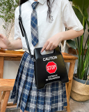 Female Fashion Creative Spoof Stop Sign Forbidden to Drive PU Messenger Bag