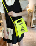 Female Fashion Creative Spoof Stop Sign Forbidden to Drive PU Messenger Bag