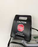 Female Fashion Creative Spoof Stop Sign Forbidden to Drive PU Messenger Bag