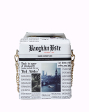 Female Fashion Creative Tide Spray Picture Letter Newspaper Element Mountain Cruise Ship Pattern PU Messenger Bag