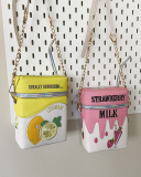 Fashion Funny Small Fresh Embroidery Strawberry Lemon Fruit Straw Messenger Bag